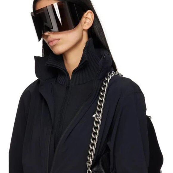 Balenciaga - Runway Black Shield Mask Oversized XL Sunglasses BB0288S - Picture 15 of 15